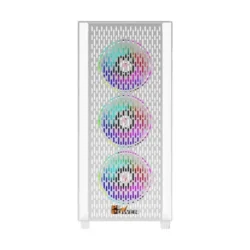PC Power Flow White Mesh Mid Tower ATX Gaming Casing with Power Supply