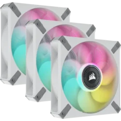 Corsair iCUE ML120 RGB ELITE Premium 120mm PWM Magnetic Levitation Fan White Triple Fan Kit with iCUE Lighting Node CORE