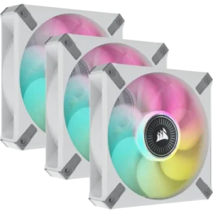 Corsair iCUE ML120 RGB ELITE Premium 120mm PWM Magnetic Levitation Fan White Triple Fan Kit with iCUE Lighting Node CORE