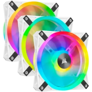 Corsair iCUE QL120 RGB 120mm PWM White Case Fan Triple Fan Kit with Lighting Node CORE